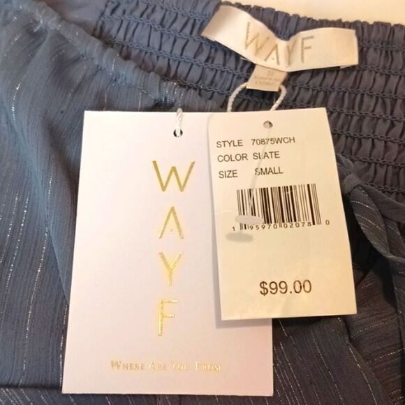 WAYF Whimsigoth Slate blue chiffon ruched long puff sleeve top size small fairy - Picture 12 of 13